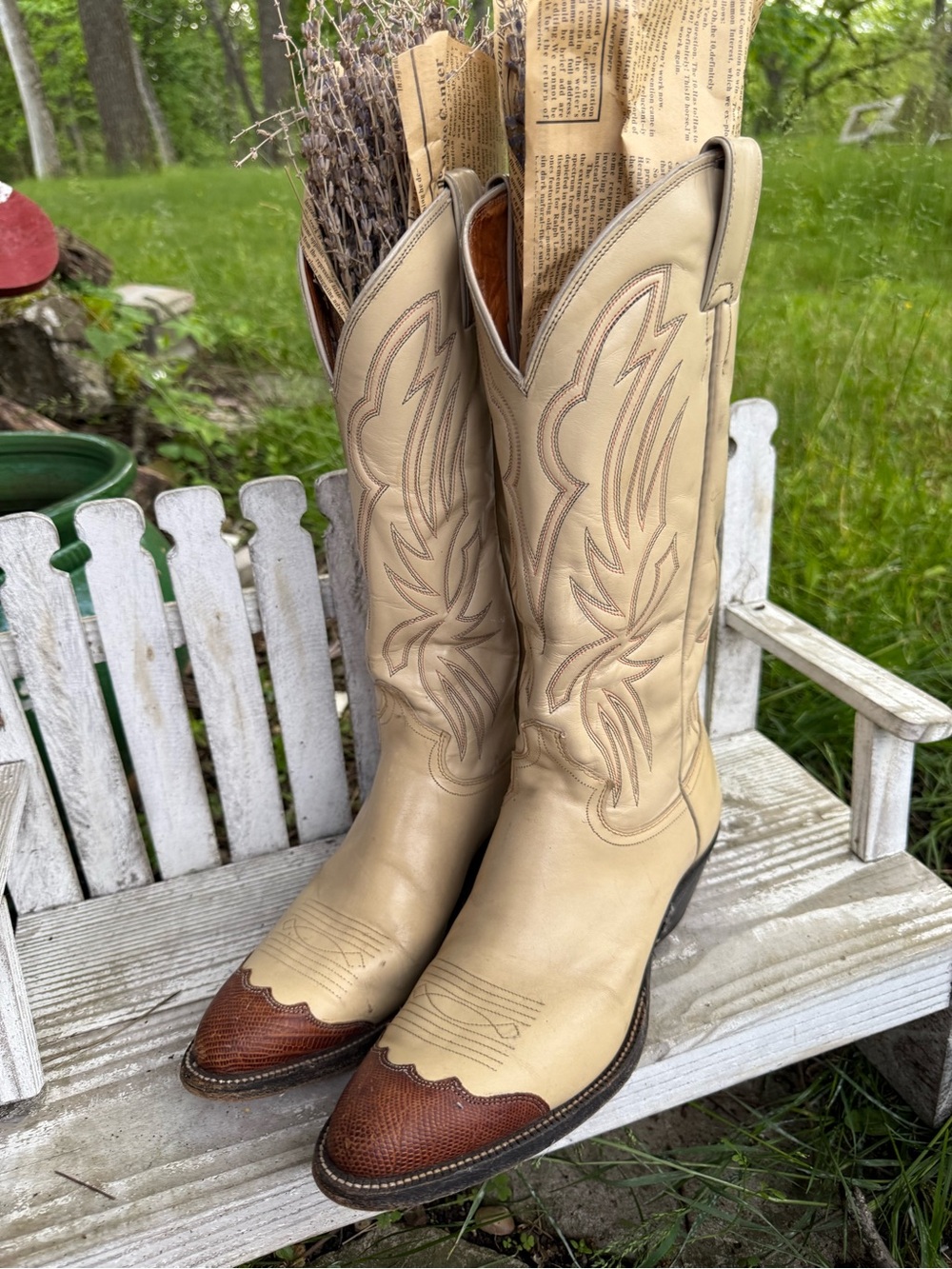 Vintage Justin Two-Tone Western Cowboy Boots